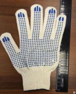 Перчатки трикотажные с ПВХ 5 нитей/10 класс/53 гр. (Россия) белая